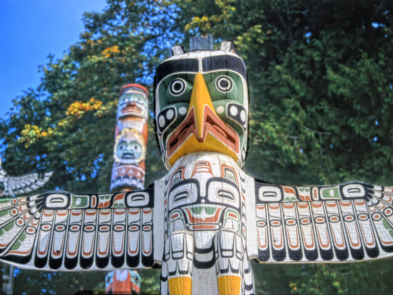 Totem Poles at Brockton Point, Stanley Park, Vancouver, BC